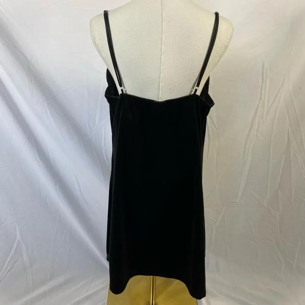 Cinema Etoile black velvet slip‎ dress bow size large vintage glam lingerie